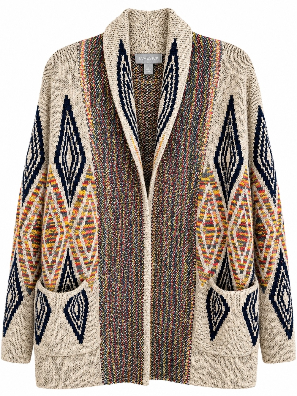 Lovesick by Torrid Aztec Tribal Open Front Cardigan Sweater 2X Size 2 Boho Cozy